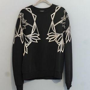 Les Hommes Geometric Print Black Sweater